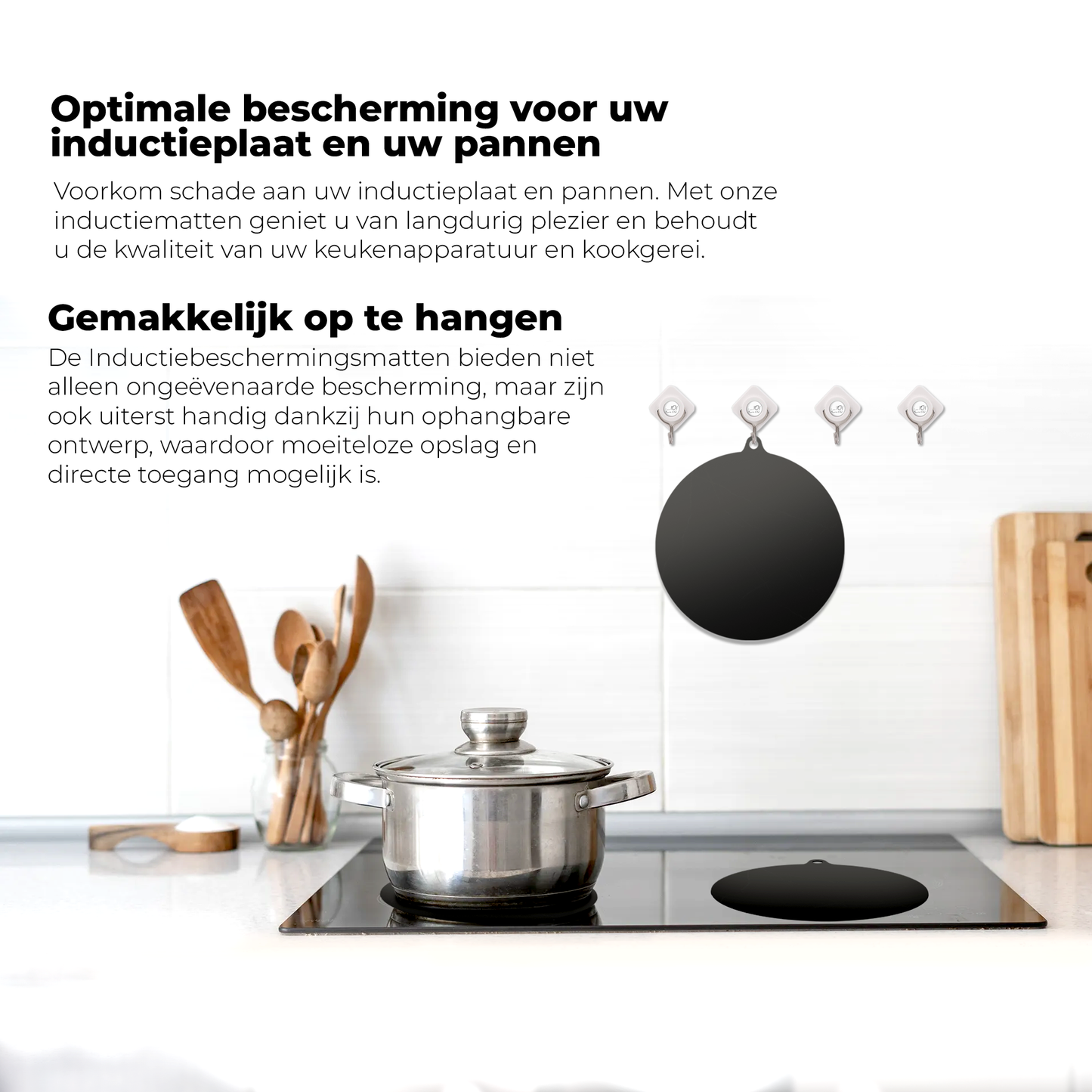 Inductie Beschermers - Zwart, 4 stuks