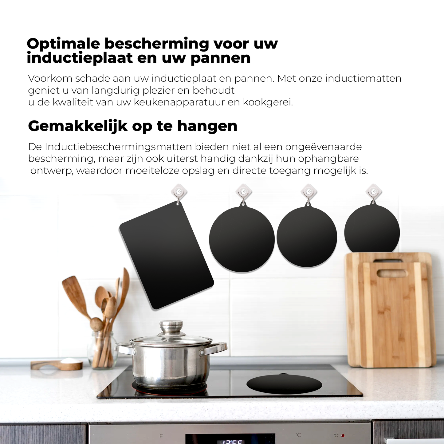 Inductie Beschermers - Zwart, 6 stuks