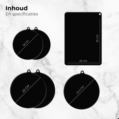 Inductie Beschermers - Zwart, 6 stuks